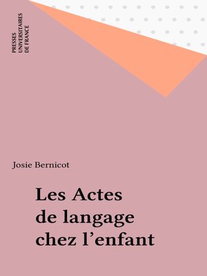 cover image of Les Actes de langage chez l'enfant